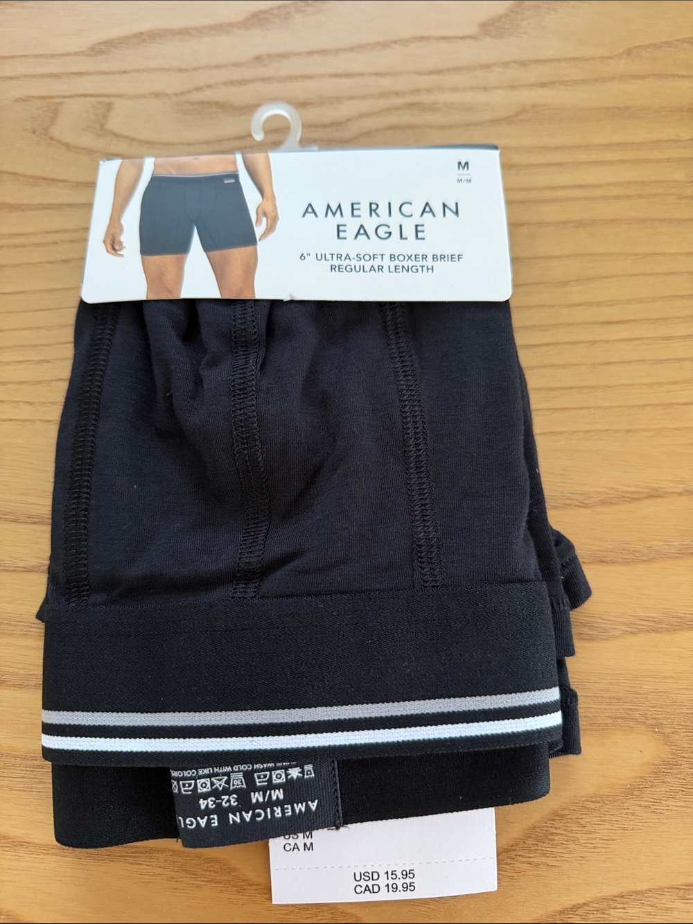 American Eagle Outfitters Black Boxer Briefs with White Stripe